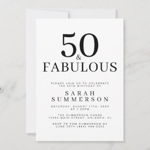 Convites Mínimo Cinquenta e Fabuloso Aniversário de 50 anos