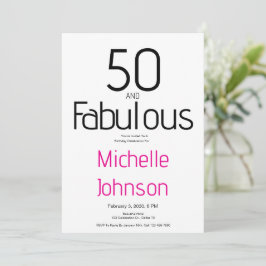 Convites Mínimo Cinquenta & Fabuloso Aniversário de 50 anos