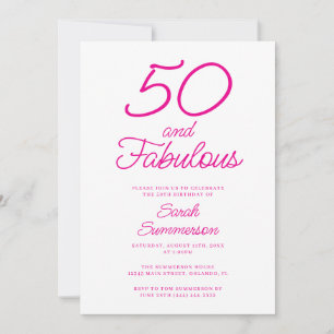 Convites Mínimo Cinquenta Fabuloso Aniversário de 50 anos R