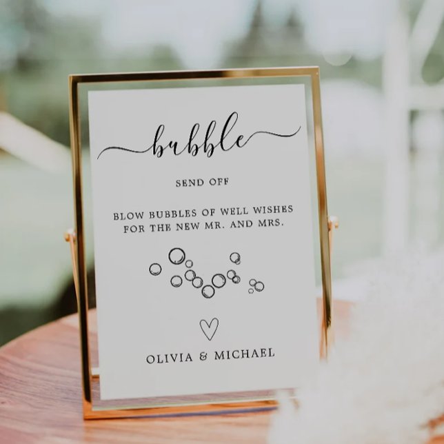 Convites Mínimo de Bubble, Sinal De Casamento, (Minimalist Bubble Send Off Sign, Wedding Sign, Invitation)