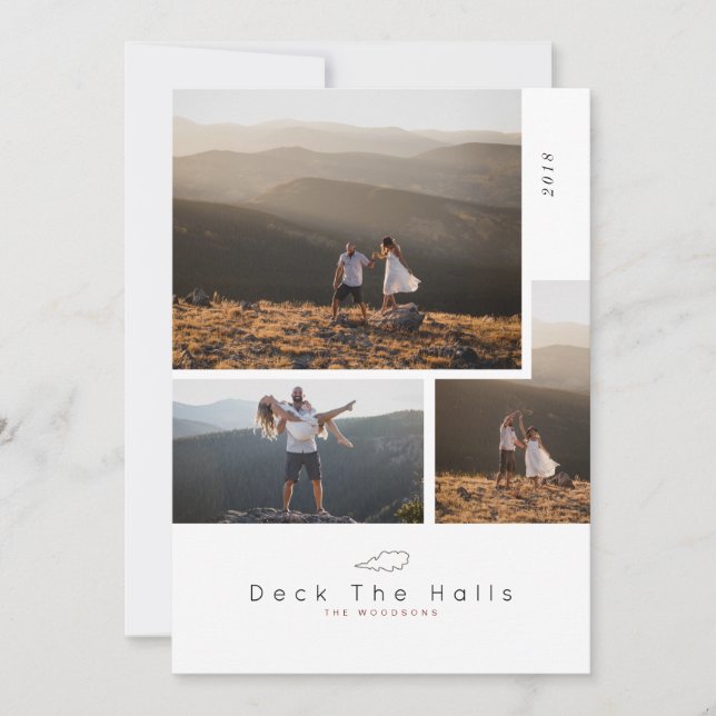 Convites Mínimo de Deck dos Halls | Feriado de Colagem de F (Frente)