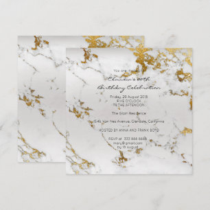 Convites Mínimo de mármore cinzento Dourado do preto do