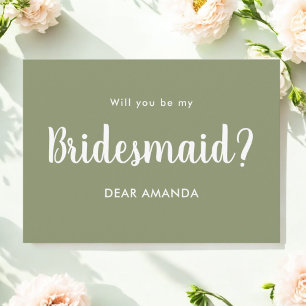 Convites Mínimo de Proposta da Sage Green Bridesmaid