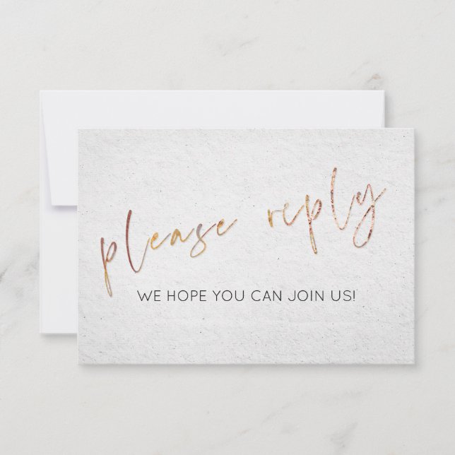 Convites Mínimo de refeições RSVP de Casamento Dourado de T (Frente)