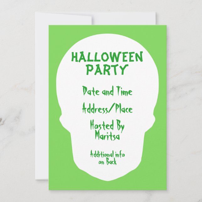 Convites Mínimo do crânio Verde (Frente)