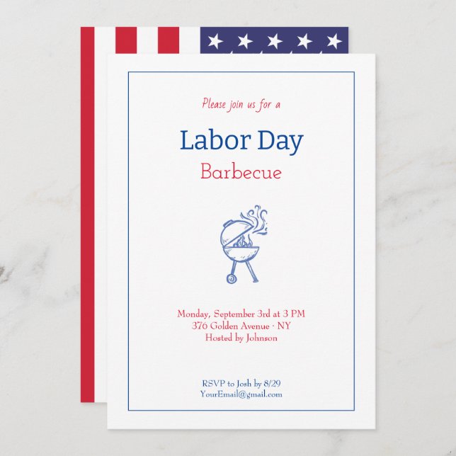 Convites Mínimo do Partido Babecue no Dia do Trabalho (Frente/Verso)