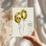 Convites Mínimo Dourado 60 Balões 60ª Festa de aniversário<br><div class="desc">Convide amigos e família para uma 60ª festa de aniversário com esta design minimalista. Apresentando balões de hélio dourado número 60 em um fundo branco clássico e um simples modelo moderno que é fácil de personalizar com seus próprios detalhes de evento.</div>