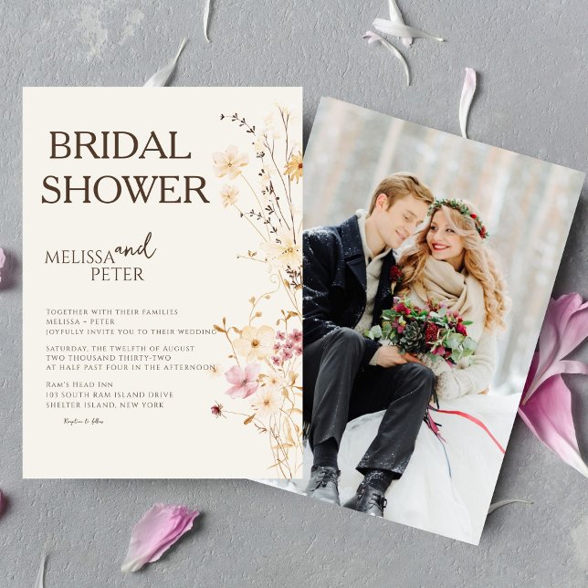 Convites Mínimo e Chic | Boho Wildflower Chá de panela (Criador carregado)