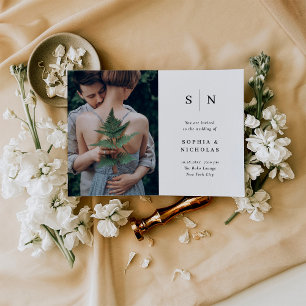 Convites Mínimo e Chic   Casamento de Fotografias a Preto e