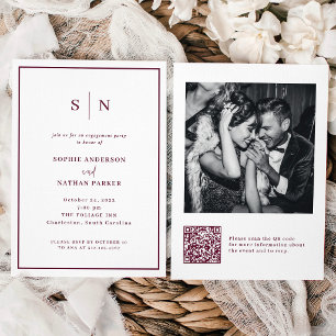Convites Mínimo e Chic Código QR da Festa de Noivado Foto
