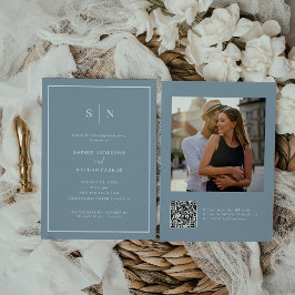 Convites Mínimo e Chic | Foto do código QR da Festa de noiv