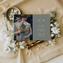 Convites Mínimo e Chic | Sage Green Photo Wedding