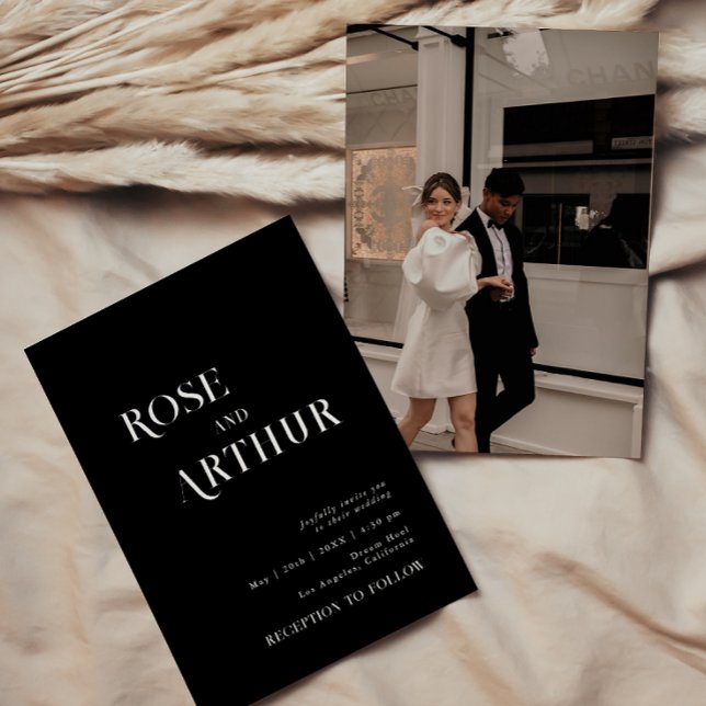 Convites Mínimo e chique preto e branco (Criador carregado)