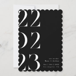 Convites Mínimo e chique preto e branco Save the date