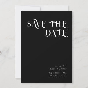 Convites Mínimo e chique preto e branco Save the date