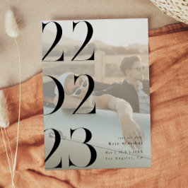 Convites Mínimo e chique preto e branco Save the date