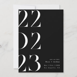 Convites Mínimo e chique preto e branco Save the date