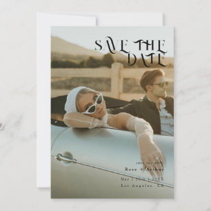 Convites Mínimo e chique preto e branco Save the date