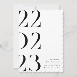 Convites Mínimo e chique preto e branco Save the date