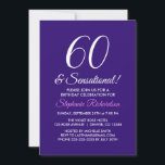 Convites Mínimo Elegante 60 e Partido Roxo Sensacional<br><div class="desc">Elegante Minimalista 60 e Convite de festas Roxo Sensacional Personalizam este elegante convite de aniversário roxo com o nome da pessoa que celebra um dia muito especial em sua vida. Um aniversário de 60 anos é um marco especial para celebrar. Marque a ocasião criando uma festa e enviando convites para...</div>