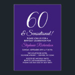 Convites Mínimo Elegante 60 e Partido Roxo Sensacional<br><div class="desc">Elegante Minimalista 60 e Convite de festas Roxo Sensacional Personalizam este elegante convite de aniversário roxo com o nome da pessoa que celebra um dia muito especial em sua vida. Um aniversário de 60 anos é um marco especial para celebrar. Marque a ocasião criando uma festa e enviando convites para...</div>