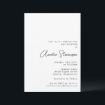 Convites Mínimo Moderno Bat Negro e Branco Mitzvah<br><div class="desc">Convite Mitzvah,  preto e branco minimalista moderno</div>