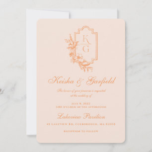 Convites Mínimo Moderno   Casamento Peach & Blush