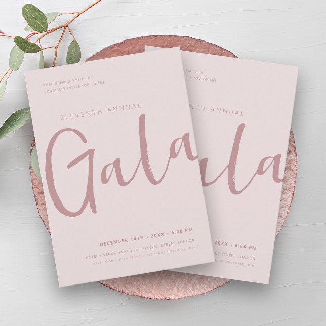 Convites Mínimo moderno de negócios da empresa GALA - Cor-d (Modern Minimal GALA Company Business Blush Pink Invitation)