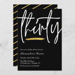 Convites Mínimo moderno Dourado aniversário de 30 anos de B