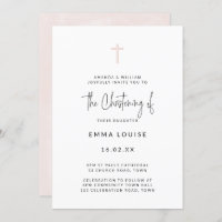 Mínimo Moderno Rosa Script Batismo em água-tinta