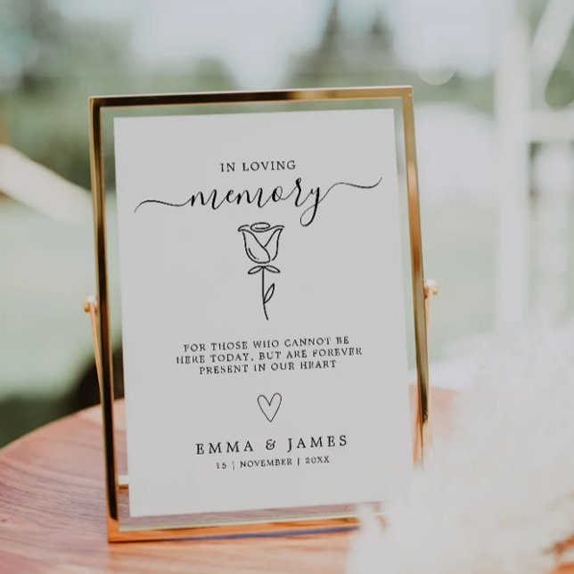 Convites Mínimo No Sinal De Casamento De Memória De Adorto (Minimalist In Loving Memory Wedding Sign Invitation)