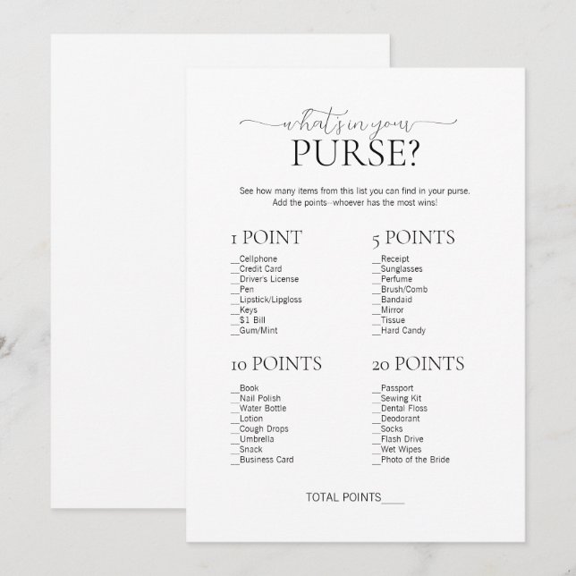 Convites Mínimo O que há no seu jogo de Chá de panela (Frente/Verso)