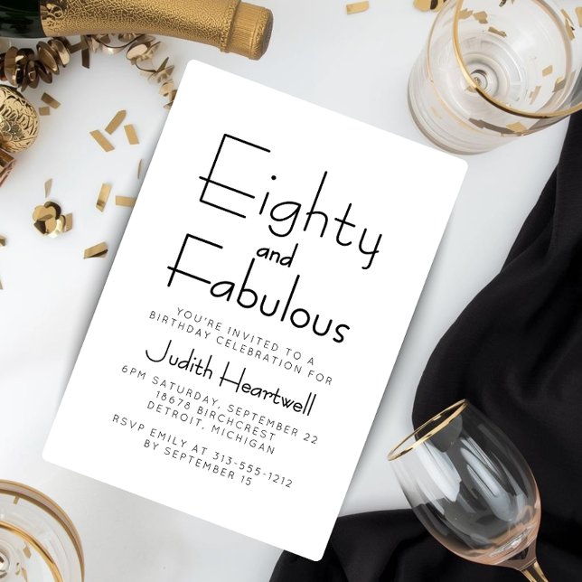Convites Mínimo Oitenta e Fabuloso Aniversário de 80 anos (Criador carregado)