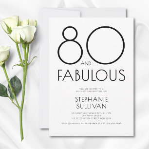 Convites Mínimo Oitenta e Fabuloso Aniversário de 80 anos