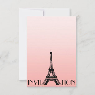 Convites Mínimo Paris Eiffel Tower Glam Rosa-Chic