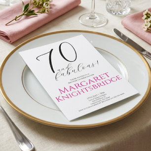 Convites Mínimo Setenta e Fabuloso Aniversário de 70 anos