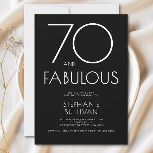 Convites Mínimo Setenta e Fabuloso Aniversário de 70 Anos P