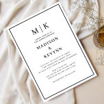 Convites Mínimo Simples e Chic | Casamento<br><div class="desc">Mínimo e Chic | Convite para Casamento Negro e Branco Estes fraldos elegantes,  modernos de casamento ou chás de panela apresentam um simples design de texto preto e branco que exumenta o estilo minimalista. Adicione suas iniciais ou monograma para torná-las completamente suas.</div>