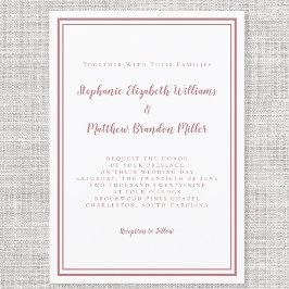 Convites Mínimo Simples Rosa cor-de-rosa e branco