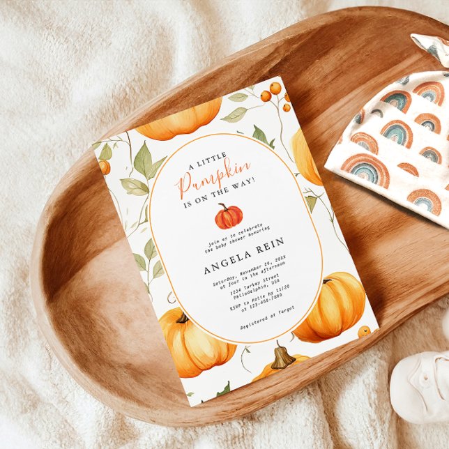 Convites Mínimo Um Pouco De Abóbora O Outono Deixa Chá de f (Criador carregado)