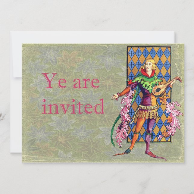 Convites Minstrel medieval e Lute (Frente)