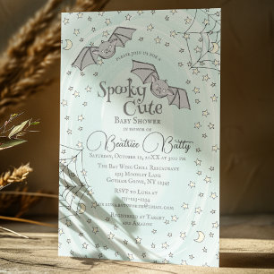 Convites Mint Bats Spooky Chá de fraldas Bonito