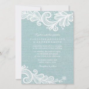 Convites Mint Burlap e Lace Wedding