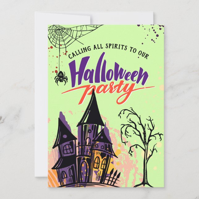 Convites Mint Colorful Abstrato Halloween Party (Frente)