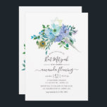Convites Mint e Blue Watercolor Boho Floral Bat Mitzvah<br><div class="desc">Mint e Blue Boho Chic Batat Mitzvah convidam com tipografia elegante.</div>