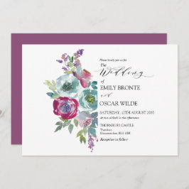 Convites Mint e Mauve Watercolor Floral Wedding Invitati
