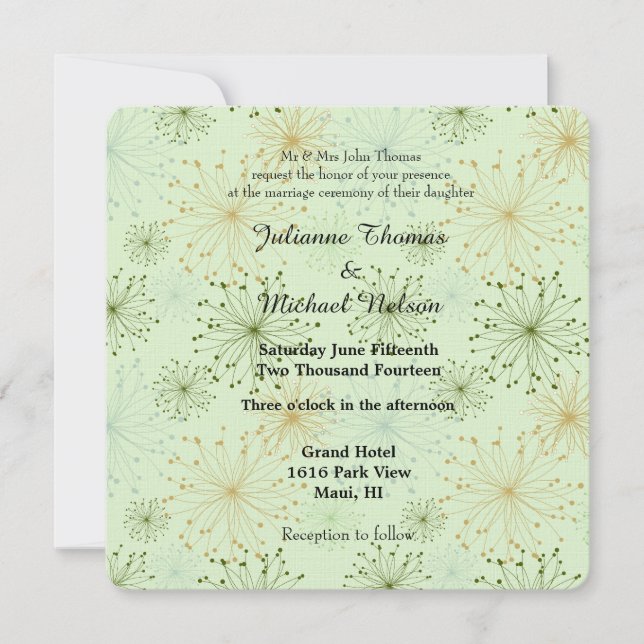 Convites Mint Floral Whimsy Wedding (Frente)