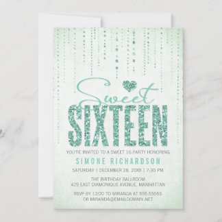 Convites Mint Glitter Parece Doce 16 (Dezesseis) Festa