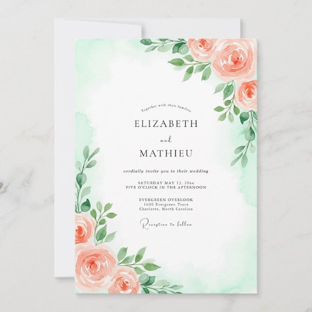 Convites Mint Green Airy Spring Wedding (Frente)