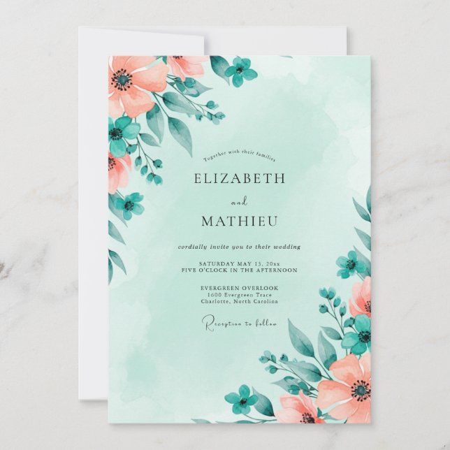 Convites Mint Green Atmospheric Spring Wedding (Frente)